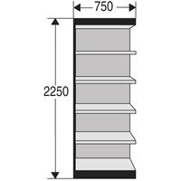 Kerkmann PROGRESS 2000 stalen bureaustelling, met achterwand, B 750 x D 400 x H 2250 mm, frame zwart