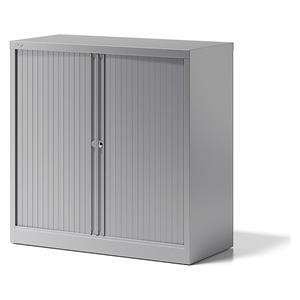 BISLEY Roldeurkast ESSENTIALS, h x b x d = 1000 x 1000 x 470 mm, 1 legbord, zilverkleurig