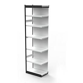 Stalen rek PROGRESS 2000, stellingsectie, achterwand, H 2600 x B 750 x D 300 mm, zilveren frame