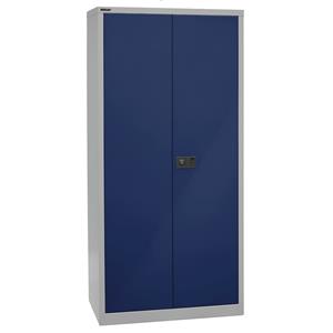 BISLEY UNIVERSAL vleugeldeurkast, h x b x d = 1950 x 914 x 500 mm, 4 verzinkte legborden, 5 ordnerhoogtes, lichtgrijs/oxfordblauw