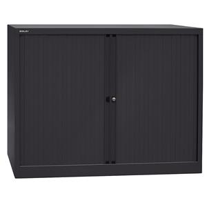 BISLEY Euro-roldeurkast, breedte 1200 mm, 2 legborden, zwart