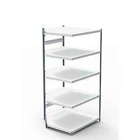 Stalen rek PROGRESS 2000, open hoekkast bouwdeel, zonder achterwand, H 1900 x B 400 + D 600 mm, zilveren frame