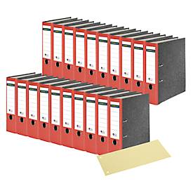 Schäfer Shop Select  ordner, A4-formaat, rug van 80 mm, 20 stuks, rood + GRATIS scheidingsstroken, geel 100 stuks
