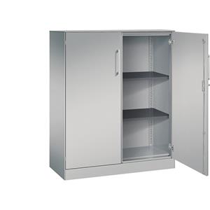 C+P Vleugeldeurkast ASISTO, hoogte 1292 mm, breedte 1000 mm, 2 legborden, blank aluminiumkleurig/blank aluminiumkleurig