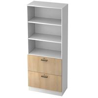 hammerbacher Kombischrank 5 OH Solid Streifengriff - Weiss/Eiche