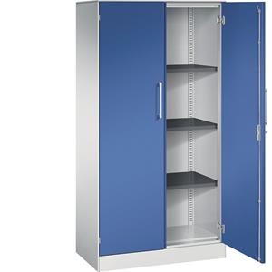 C+P Vleugeldeurkast ASISTO, hoogte 1617 mm, breedte 800 mm, 3 legborden, lichtgrijs/gentiaanblauw
