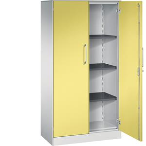 C+P Vleugeldeurkast ASISTO, hoogte 1617 mm, breedte 800 mm, 3 legborden, lichtgrijs/zwavelgeel