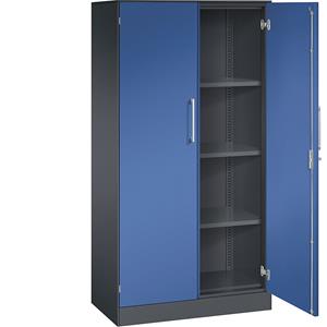 C+P Vleugeldeurkast ASISTO, hoogte 1617 mm, breedte 800 mm, 3 legborden, zwartgrijs/gentiaanblauw