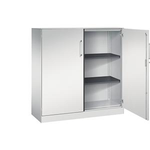 C+P Vleugeldeurkast ASISTO, hoogte 1292 mm, breedte 1200 mm, 2 legborden, lichtgrijs/lichtgrijs
