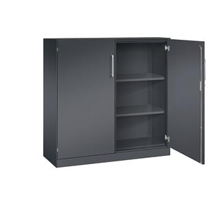 C+P Vleugeldeurkast ASISTO, hoogte 1292 mm, breedte 1200 mm, 2 legborden, zwartgrijs/zwartgrijs