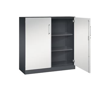 C+P Vleugeldeurkast ASISTO, hoogte 1292 mm, breedte 1200 mm, 2 legborden, zwartgrijs/lichtgrijs