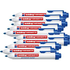 edding retract 11 permanent marker, zonder dop, met drukknop, 10 stuks, blauw