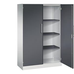 C+P Vleugeldeurkast ASISTO, hoogte 1617 mm, breedte 1000 mm, 3 legborden, lichtgrijs/zwartgrijs