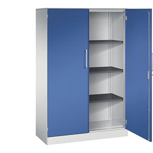 C+P Vleugeldeurkast ASISTO, hoogte 1617 mm, breedte 1000 mm, 3 legborden, lichtgrijs/gentiaanblauw