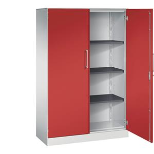 C+P Vleugeldeurkast ASISTO, hoogte 1617 mm, breedte 1000 mm, 3 legborden, lichtgrijs/vuurrood