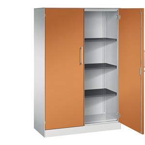 C+P Vleugeldeurkast ASISTO, hoogte 1617 mm, breedte 1000 mm, 3 legborden, lichtgrijs/geeloranje