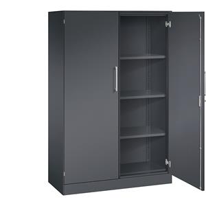 C+P Vleugeldeurkast ASISTO, hoogte 1617 mm, breedte 1000 mm, 3 legborden, zwartgrijs/zwartgrijs