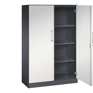 C+P Vleugeldeurkast ASISTO, hoogte 1617 mm, breedte 1000 mm, 3 legborden, zwartgrijs/lichtgrijs