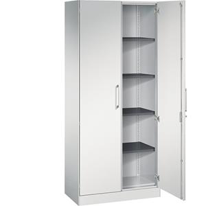 C+P Vleugeldeurkast ASISTO, hoogte 1980 mm, breedte 800 mm, 4 legborden, lichtgrijs/lichtgrijs