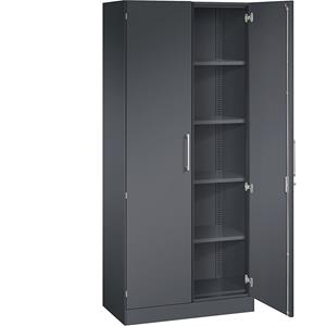 C+P Vleugeldeurkast ASISTO, hoogte 1980 mm, breedte 800 mm, 4 legborden, zwartgrijs/zwartgrijs