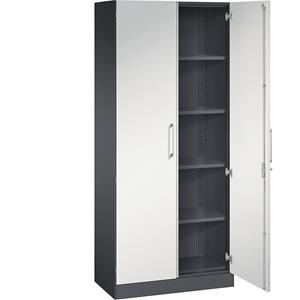 C+P Vleugeldeurkast ASISTO, hoogte 1980 mm, breedte 800 mm, 4 legborden, zwartgrijs/lichtgrijs