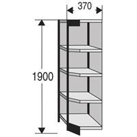 Kerkmann Stalen rek PROGRESS 2000, open hoekkast bouwdeel, achterwand, H 1900 x B 400 + D 300 mm, zwart frame
