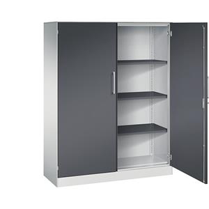 C+P Vleugeldeurkast ASISTO, hoogte 1617 mm, breedte 1200 mm, 3 legborden, lichtgrijs/zwartgrijs