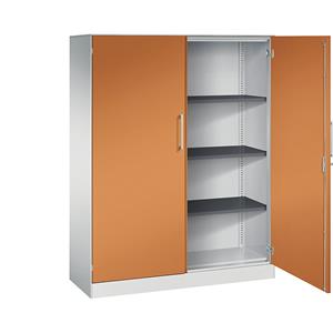 C+P Vleugeldeurkast ASISTO, hoogte 1617 mm, breedte 1200 mm, 3 legborden, lichtgrijs/geeloranje