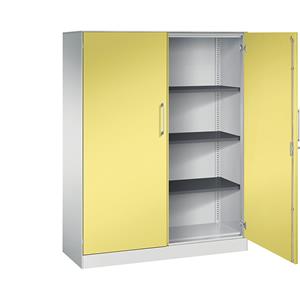 C+P Vleugeldeurkast ASISTO, hoogte 1617 mm, breedte 1200 mm, 3 legborden, lichtgrijs/zwavelgeel