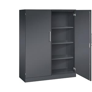C+P Vleugeldeurkast ASISTO, hoogte 1617 mm, breedte 1200 mm, 3 legborden, zwartgrijs/zwartgrijs