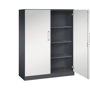 C+P Vleugeldeurkast ASISTO, hoogte 1617 mm, breedte 1200 mm, 3 legborden, zwartgrijs/lichtgrijs