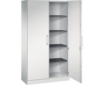C+P Vleugeldeurkast ASISTO, hoogte 1980 mm, breedte 1000 mm, 4 legborden, lichtgrijs/lichtgrijs