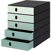 Ladebox Styro Styroval Pro Color Flow, voor formaten tot C4, 5 gesloten lades, groen/zwart, kleurverloop