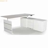 Kerkmann Zit sta bureau Move-3 licht grijs 180cm elektrisch met archiefkast
