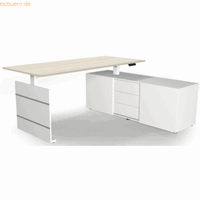 Kerkmann Zit sta bureau Move-3 esdoorn 180cm elektrisch met archiefkast
