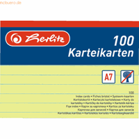 herlitz 8 x  Karteikarten A7 liniert VE=100 Stück gelb