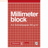 brunnen 10 x  Millimeterblock A4 80g/qm 20 Blatt rotbraun