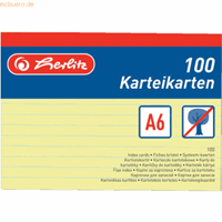 herlitz 6 x  Karteikarten A6 liniert gelb VE=100 Stück