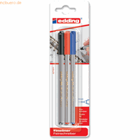 Edding 4-89-3-1999 Fineliner Zwart, Rood, Blauw 0.3 mm 3 stuk(s)