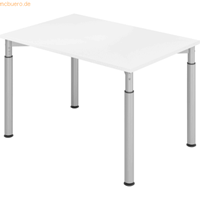 mcbuero.de Schreibtisch 120x80cm Weiß/Silber