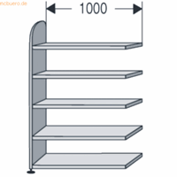 Kerkmann Open kast Dante, stellingsectie, H 1900 x B 1000 mm, zonder achterwand, lichtgrijs