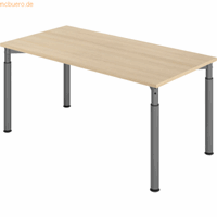 Hjh OFFICE PRO Yama 16 G 160 x 80 - hoogte - verstelbaar frame zilver, Melamine-gecoate spaanplaat, Mehrfarbig
