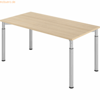 Hjh OFFICE PRO Yama 16 S 160 x 80 - hoogte - verstelbaar frame zilver, Melamine-gecoate spaanplaat, Mehrfarbig