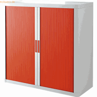 easyoffice Rollladenschrank  BxTxH 86x37,5x104cm weiß/rot