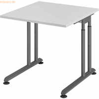 mcbuero.de Schreibtisch C-Fuß 80x80cm Grau/Graphit