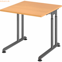 mcbuero.de Schreibtisch C-Fuß 80x80cm Buche/Graphit