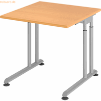 mcbuero.de Schreibtisch C-Fuß 80x80cm Buche/Silber