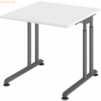 mcbuero.de Schreibtisch C-Fuß 80x80cm Weiß/Graphit