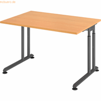mcbuero.de Schreibtisch C-Fuß 120x80cm Buche/Graphit