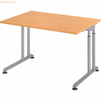 mcbuero.de Schreibtisch C-Fuß 120x80cm Buche/Silber